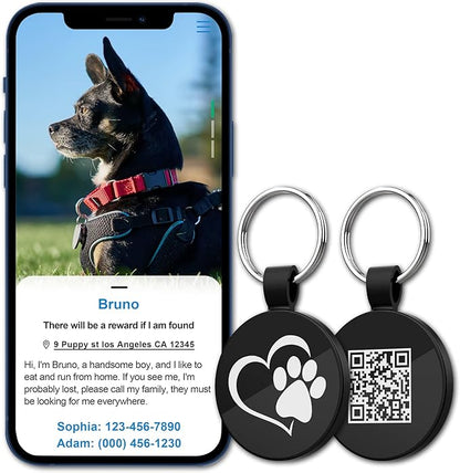 MYLUCKYTAG QR Code Pet ID | Personalized Dog & Cat Collar Tag | Online Profile with Instant Scanned Location Alert Email