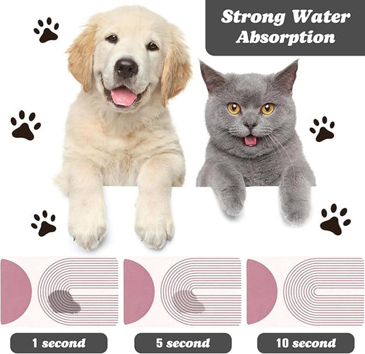 Dog Food Mats for Floors Waterproof, Cat Water Bowl Mats Pet Feeding Absorbent Mat Placemats for Food and Water Pink Bohemia 17 * 30 inch