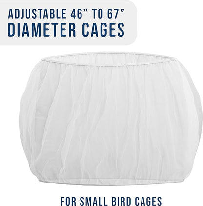 Universal Bird Cage Seed Catcher Universal Mesh Skirt Cover Stretchy Small Animal Cages Cover Pet Removable Durable Protector (White, Small)