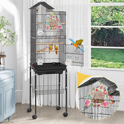 All-Season Bird Bed & Nest Tent with Dual-Sided Mat — Compact Hammock Cage Accessory for Budgies, Lovebirds, Finches, Parrotlets & Small Birds (Medium)