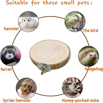 Hamiledyi 3PCS Perch Platform for Bird Cage Natural Round Wooden Stand Platform Bird Toy for Parakeet Cockatiel Parrot Budgie Sparrow Hamster Canary Bears