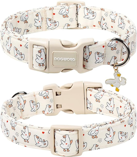 DOGWONG Goose Adjustable Pet Collar Comfortable Spring Summer Puppy Collar Cute Cotton Collars Durable Necklace Gift for Medium Dogs,M