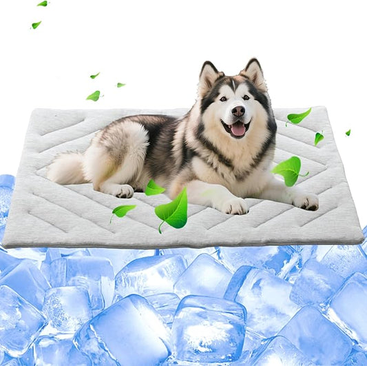 Dog Cooling Mat Self Coolings Foldable Cooling Pad for Dog in Summer Coolings Mat for Dogs and Cats Machine Washable (Rectangle,Gray, X-Large-59 L x 40" W)