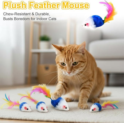 2-Pack Interactive Cat Toys Ball for indoor Cats＆Dog,Automatic Cat Toy with Smart Obstacle Avoidance &Bird Chirps ,Includes 4 Cat Spiral Spring,Cat Enrichment Toys for Indoor Cats(Orange＆Blue)