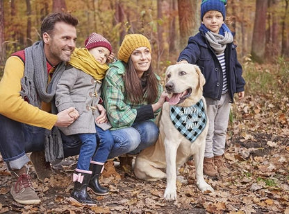 Dog Bandana for Happy Birthday Mom - Classical Plaid Printing Scarf Accessories, Pet Gift for Mom's Birthday Party (L16)