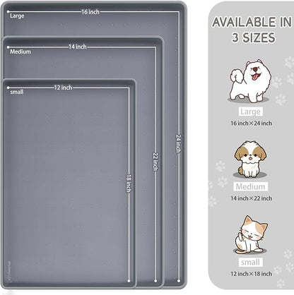 MateeyLife Silicone Cat & Dog Food Mat for Floors Waterproof, Anti-Slip Dog Bowl Mats for Food and Water, Pet Feeding Mats with Lip to Prevent Spills, Pet Placemat for Messy Drinkers to Protect Floors