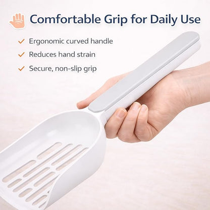 Cat Poop Scooper Cleaning Shovel, Plastic Candy Color Shovel, Ergonomic Pet Cleaning Tool, Litter Box Scooper, Large Cat Litter Scoop. (White)