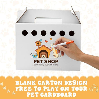 Tenceur 20 Pack Cardboard Pet Carrier Disposable Small Animal Carrier White Puppy Cat Transport Carrier Box for Chicken Hamsters Gerbils Birds Reptiles, 11 x 6 x 8 Inches