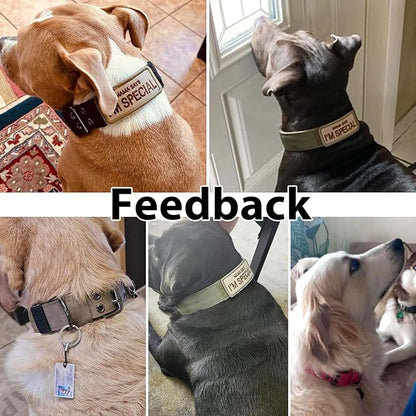 Tactical Dog Collar Military Adjustable Dog Collars Soft Nylon Training Collar with Patch Heavy Duty Metal Buckle Collars for Medium Large Dogs (Black, XL)