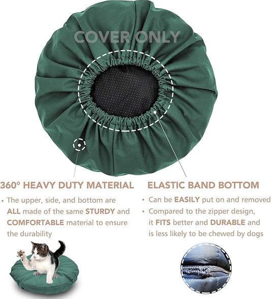 Dog Bed Cover Waterproof Replacement Machine Washable Covers for Dog Bed Heavy Duty Scratch Resistant Mattress Protector Pet Bed Round 44x44 Inch Cover Only Dark Green