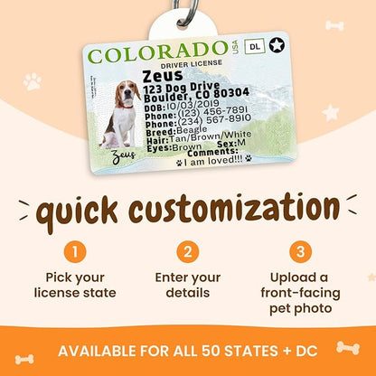 PawFurEver Personalized Dog Driver License ID Tag for Dogs & Cats - Custom Pet License Dog ID Tags Personalized Heavy Duty with Name, Photo & Phone Number, 50 States + DC (Kansas, Wallet Card)