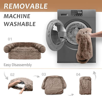 Tinaco Calming Dogs/Cats Bed Mats, Dog Pad Washable Removable Couch Cover, Plush Long Fur Mat for Pets, Waterproof Lining, Perfect for Small, Medium and Large Dogs and Cats (Desert Brown, 36"x31")