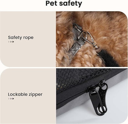 Dog Car Carrier Light Weight 24×17.7×20.5 in, Dog Carrier Easy to Assemble, Dog Car Crate Portable and Breathable, Foldable Pet Carrier for Indoor and Outdoor Use, Dogs Travel Crate with Curtain Brown