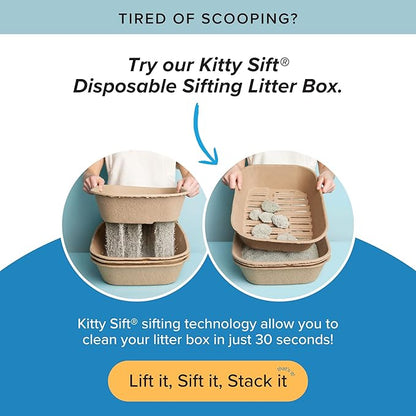 Kitty Sift FiberScoop Disposable Litter Scoop, Plastic-Free & Sustainable - Natural, One Size (Pack of 2)