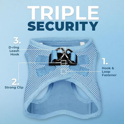 Best Pet Supplies Voyager Step-in Air All Weather Mesh Harness and Reflective Dog 5 ft Leash Combo with Neoprene Handle, for Small, Medium and Large Breed Puppies - Set (Baby Blue), XL