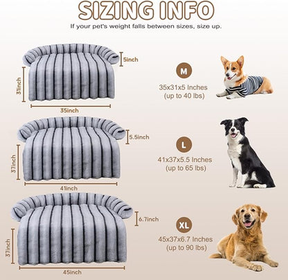 Large Dog Couch Bed, Fluffy Washable Couch Protector for Dogs with Removable Cover, Non-Slip Dog Sofa Bed, 35x31 Inch, Grey