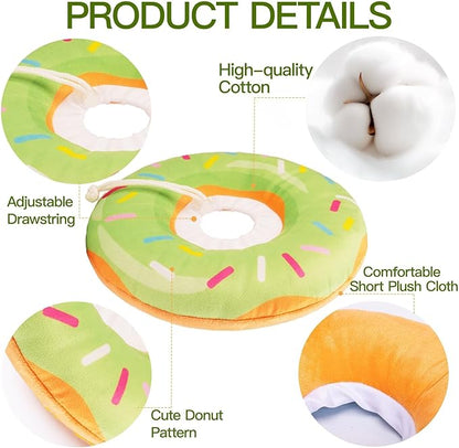 Cat Cone Collar Soft, Cute Cat Donut Collar After Surgery, Adjustable Kitten Recovery Cones to Stop Licking, Lightweight Neck Elizabethan Collars for Cats Kittens (Green, Medium)