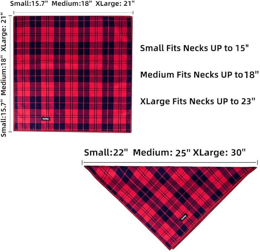 Dog Bandanas-5PCS Birthday Gift Puppy Bandana Vibrant Color Plaid Printing Adjustable Scarf Bib Handkerchief Accessories for Medium Large Dog Pet
