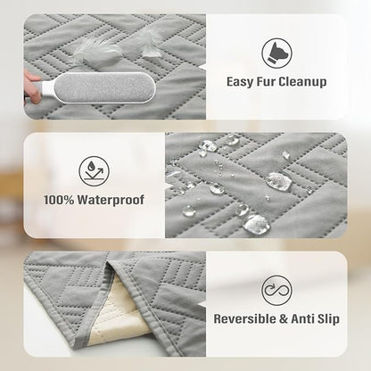 BOCTOPUG Dog Bed Cover for Pets Blankets Rug Pads for Couch Protection Waterproof Bed Covers Dog Blanket Furniture Protector Reusable Changing Pad (Light Grey+Ivory, 20"x30")