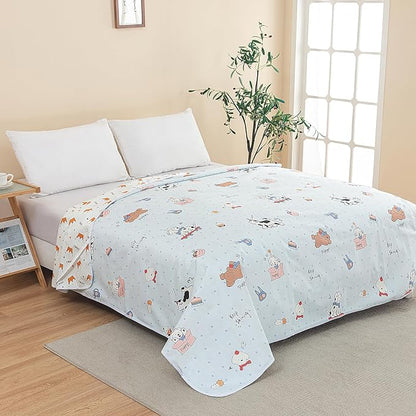 WenBags Waterproof Dog Bed Cover 60 * 80 Inches Throw Size,Pet Hair Resistant Reversible Couch Cover Mattress Protector,Leakproof Bed Liner/Sheet/Blanket for Adults Elderly Pets,Cute Dogs