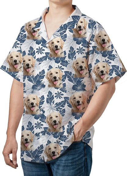 DILYPOD Custom Hawaiian Shirt with Face, Personalized Button Down Hawaiian Shirts for Men, Women, Photo Hawaiians Shirt