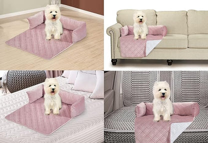 Brilliant Sunshine Premium Calming Dog Bed Mat, Silky Velvet, Removable Washable Cover, Cushion Protector and Couch Covers for Dogs, Pets, Cats, Medium, Silver Pink