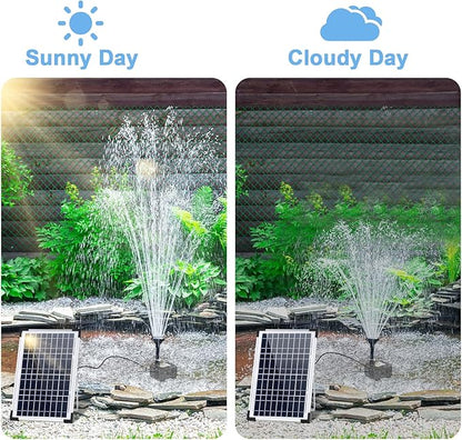 Solar Fountain Pump 12W Solar Water Fountain With 3 Spray Nozzle Solar Powered Water Pump 132 GPH Solar Pond Pump for Outdoor Garden Water Features