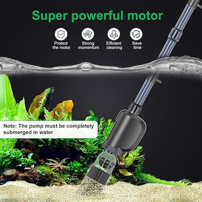 Electric Aquarium Vacuum Gravel Cleaner, 36W Electric Fish Tank Cleaning Tools with Strong Suction for Automatic Water Change Algae Filter Water Circulation Wash Sand 580GPH (Black)