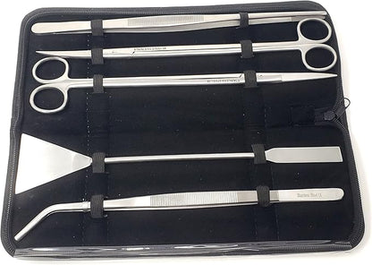 A2Z-Aquascaping Maintenance Tools Accessories,Anti-Rust Stainless Steel Tweezers Scissors Spatula for Aquarium Tank Clean, Fish Tank, Bonsai, Algae Scrapers (Set of 5 Pcs in A Case)