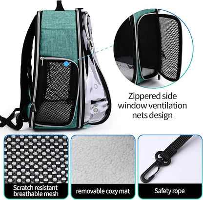 BAGLHER Cat Carrier Backpack Bubble - Fit Up to 18 Lbs - Airline-Approved Dog Backpack Carrier for Small Pets Puppies Dogs Bunny, Space Capsule Dog Carrier Backpack for Travel Outdoor Hiking, Green