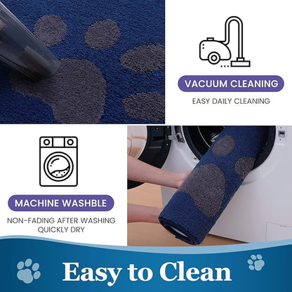 Buganda Dog Door Mat for Muddy Paws, Absorbent Dirt Trapper Washable Indoor Doormats, Non Slip Low-Profile Mud Mat for Dogs, Front Entrance Doormat for Inside Floor (30x20 Inches, Navy)
