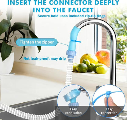 Slip-On Bathtub Faucet Sprayer Attachment - Portable Handheld Dog Shower Adapter with 6FT Hose. No-Tools Faucet Adapter for Pet Bathing, Dog Washing & Cleaning Sink, Tub