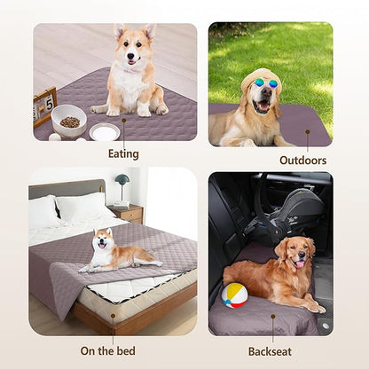 gogobunny 100% Double Sided Waterproof Dog Blanket Soft Pet Bed Cover Reversible Protect Furniture Couch Sofa Car for Puppy Large Dog Cat (Dark Sea Fog/Light Sea Fog, 52x82 Inch (Pack of 1))