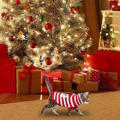 Cat Christmas Sweater Pet Winter Warm Coat Pajamas Christmas Santa Knitwear Cat Sweater for Cats Kitty Puppy (Santa, S)