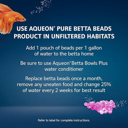 Aqueon Pure Betta Beads, Water Care for Unfiltered Aquariums, Maintains Clear Water and Helps Breakdown Organic Sludge, Pink (Pack of 2)