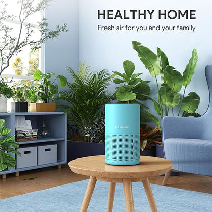 FULMINARE Air Purifiers for Home Bedroom H13 HEPA Air Purifier, 3 Speeds, Timer, 24dB, Small Mini Air Purifier with Night Light, Ocean Blue