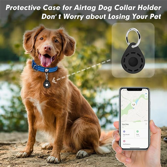 azuza Reflective Dog Collar with Airtag Holder, Soft Neoprene Padded Pet Collar with ID Tag Ring, Adjustable for Puppy and Small Dogs,Royal Blue,XS