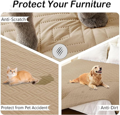hyha Waterproof Dog Blanket, Soft Dog Bed Cover Pet Blankets, Waterproof Sofa Couch Cover for Dogs Washable, Reversible Pet Couch Covers for Sofa Furniture (68x82 Inch, Camel/Camel)