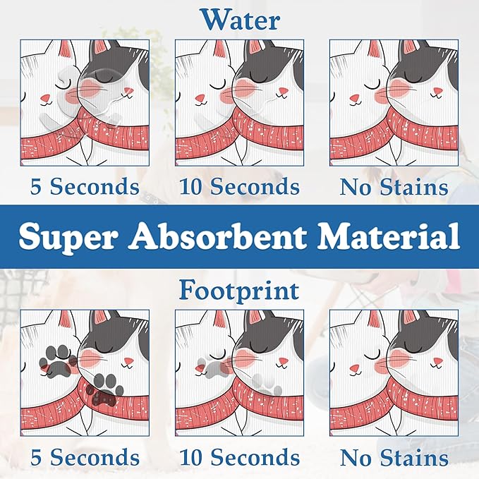 Sweet Cat Lovers Dog Cat Food Mat–Christmas Stocking Absorbent Waterproof Placemat for Food and Water Bowls, Non Slip Rubber Backing, Feeding Mat for Clean Floors 16"x24"