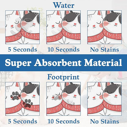 Sweet Cat Lovers Dog Cat Food Mat–Christmas Stocking Absorbent Waterproof Placemat for Food and Water Bowls, Non Slip Rubber Backing, Feeding Mat for Clean Floors 16"x24"