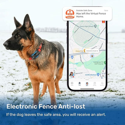 AI GPS Tracker for Dogs (30lbs+), Real Time Location and AI Vet Health Management, Electronic Fence, Waterproof, iOS and Android Universal（Black）