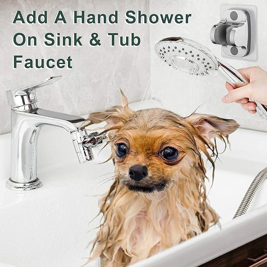 Sink Hose Shower Sprayer Attachment - Faucet Extension w/ 5 Adapters For Bathroom Bathtub, Kitchen Faucet, Utility Laundry Tub, Garden Hose Thread Spout For Delta, Moen, Kohler, American Standard
