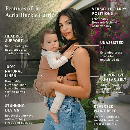 WildBird - Aerial Buckle Carrier - 2-24 Months - Large (L-4XL) Willow - Front or Back Carry - Cross Straps, Lumbar Support, Headrest - Hip Healthy - Baby Carrier - Baby Essentials - New Mom Gifts