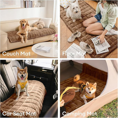 FUNNY FUZZY Pet Couch Covers for Sofa, Washable Dog Couch Cover Protector for Dogs, Flannel Couch Covers for Dogs Pet Friendly Pets Mat Bed Sofa Cover (Brown, 27.6"×70.9")