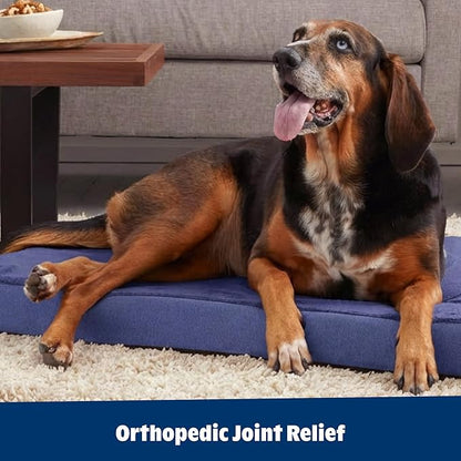 Barkbox Orthopedic Dog Bed with Memory Foam, Premium Comfort for Dogs and Puppies, Dog Bed for Joint Relief and Restful Sleep, Durable and Easy to Clean - Navy, Large
