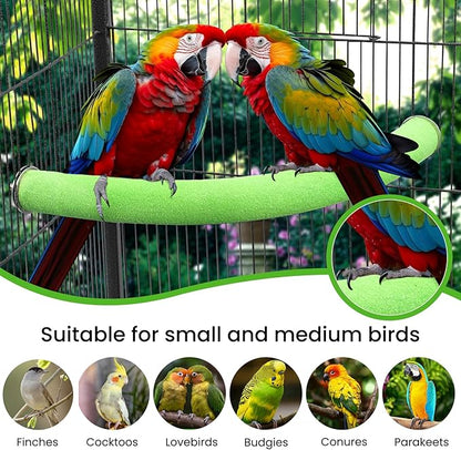 U Shape Parrot Perch Stand Toy Bird Platform Sand Paw Grinding Clean Stick Exercise Conure Budgie Cockatiel Cage Accessories (Green-Corner)