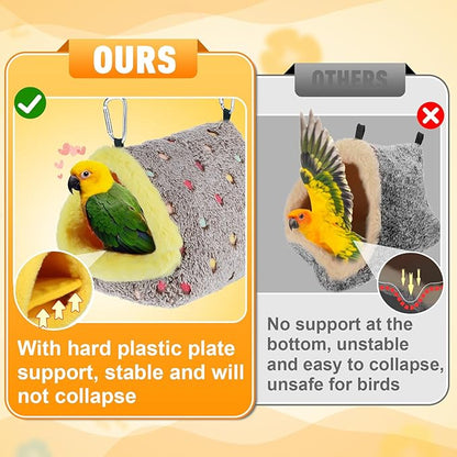 MEWTOGO Medium Winter Warm Bird Nest for Cage - Comfortable Birds Bed with Support Plate, Hanging Shed Hideaway Hammock Hut Gift for Macaws African Grey Amazon Parrots