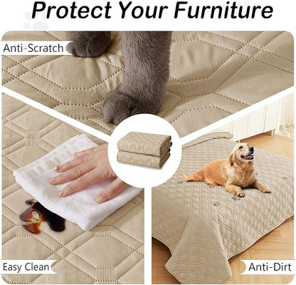 hyha Waterproof Dog Bed Blanket, Soft Pet Blankets, Waterproof Couch Cover for Dogs, Reversible Sofa Covers Washable for Furniture (30x70 Inch, Taupe/Beige)