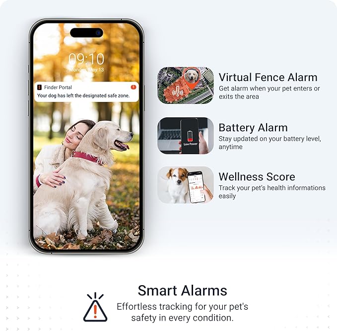 PAJ GPS Dog Tracker - 4G Real-Time Tracking & Runaway Alerts - Waterproof, Long-Range, Smart App Monitor Health & Activity - Fits Any Collar, Mini Device Navigator Chip - Subscription Required - Blue