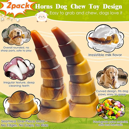 Dog Chew Toys for Aggressive Chewers, 2 Pack Indestructible Dog Toys for Large Dogs, Super Chewer Pet Toy for Large Medium Small Breed